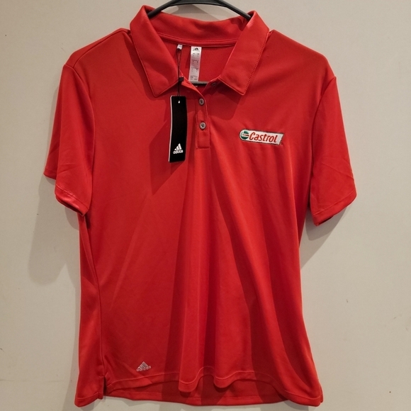 NWT Women's Castrol Adidas Red Polo LARGE Automobilia Racing Cars - Picture 1 of 5